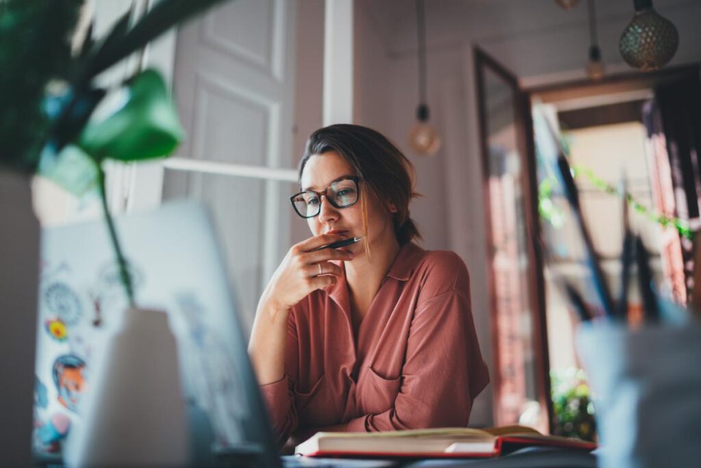 Person engaging in online counseling